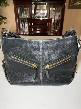 Dooney and Bourke Black Leather Elisa Sac Medium Hobo Shoulder Bag